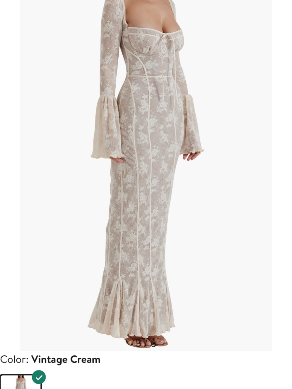Vintage HOUSE OF CB Delilah Floral Long Sleeve Lace Maxi Dress - Picture 3 of 4